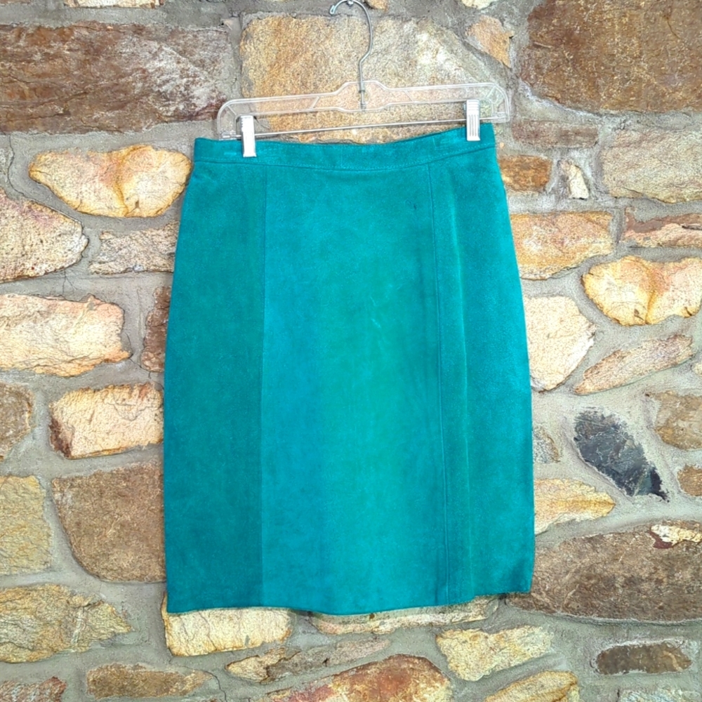 Outerwear by Phoenix turquoise suede leather pencil skirt